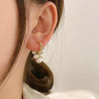 2024 Korean New Simple Temperament Circle Pearl Earrings Fashion Small Versatile Earrings  Jewelry