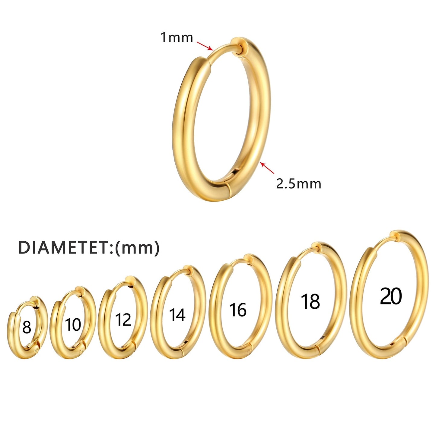 2024 New Simple Stainless Steel Small Hoop Earrings for Women Men Cartilage Ear Piercing Jewelry Pendientes Hombre Mujer