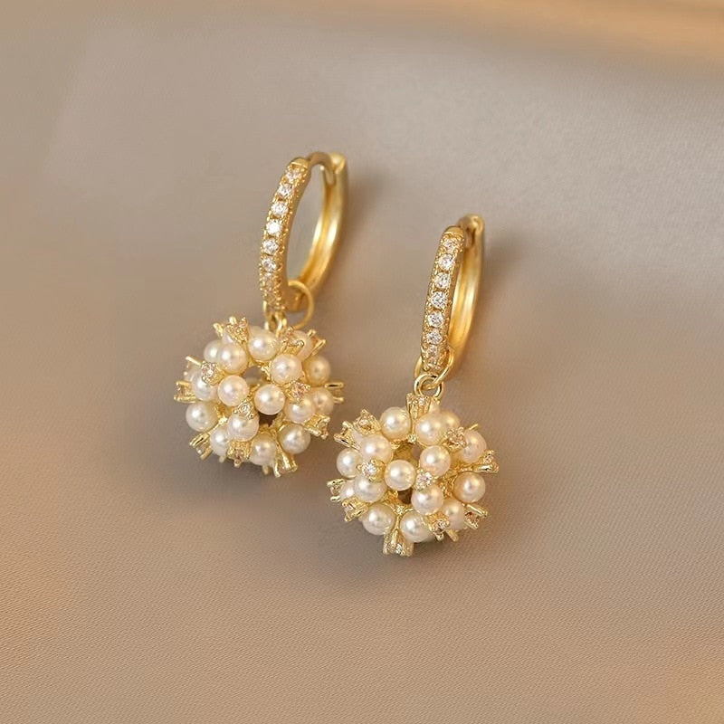 2024 Korean New Simple Temperament Circle Pearl Earrings Fashion Small Versatile Earrings  Jewelry