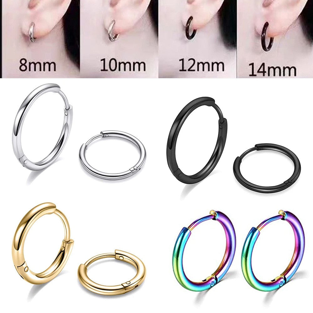 2024 New Simple Stainless Steel Small Hoop Earrings for Women Men Cartilage Ear Piercing Jewelry Pendientes Hombre Mujer